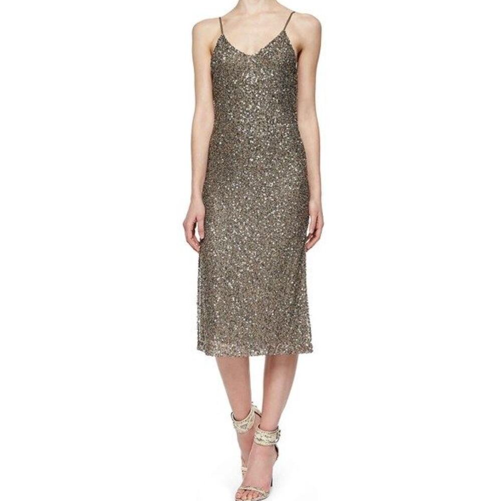 Alice + Olivia Green Sequin Embellished Dress
